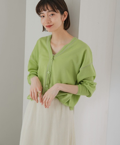 KBF(ケイビーエフ)の「カラーステッチシアーカーディガン(カーディガン/ボレロ・レディース・ブラック/オレンジ/グリーン/ベージュ系その他・ONE)」の7枚目の写真