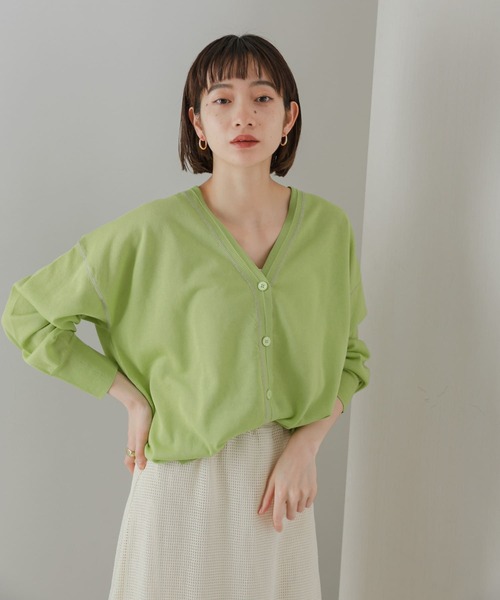 KBF(ケイビーエフ)の「カラーステッチシアーカーディガン(カーディガン/ボレロ・レディース・ブラック/オレンジ/グリーン/ベージュ系その他・ONE)」の8枚目の写真