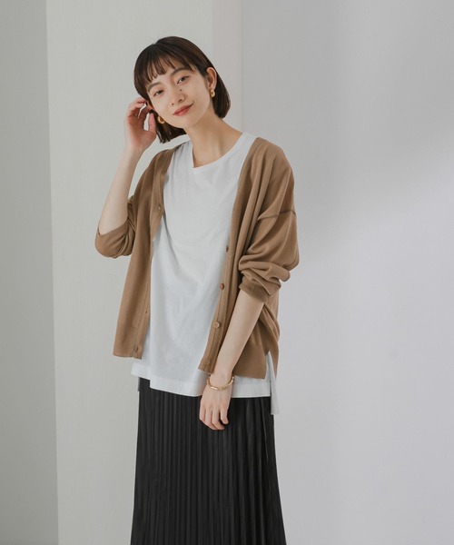 KBF(ケイビーエフ)の「カラーステッチシアーカーディガン(カーディガン/ボレロ・レディース・ブラック/オレンジ/グリーン/ベージュ系その他・ONE)」の10枚目の写真