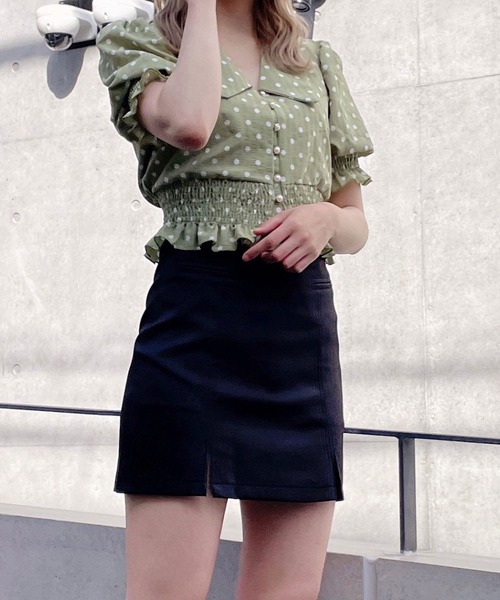 Crea titty&Co. PETIT（クレアティティーアンドコープチ）の「【Crea titty&Co.PETIT】スリットスカパン（スカート・レディース・ブラック/ライトブルー・SMALL/MEDIUM）」の2枚目の写真