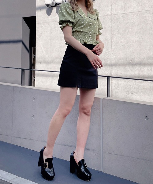 Crea titty&Co. PETIT（クレアティティーアンドコープチ）の「【Crea titty&Co.PETIT】スリットスカパン（スカート・レディース・ブラック/ライトブルー・SMALL/MEDIUM）」の3枚目の写真