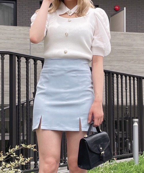 Crea titty&Co. PETIT（クレアティティーアンドコープチ）の「【Crea titty&Co.PETIT】スリットスカパン（スカート・レディース・ブラック/ライトブルー・SMALL/MEDIUM）」の11枚目の写真