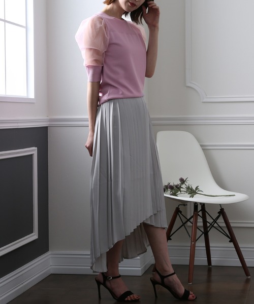 ElegChic(エレグシック)の「チュール パフスリーブニットトップス(Tシャツ/カットソー・レディース・ブラック/パープル/オフホワイト/ミント/ブルーグレー/ラベンダー・FREE)」の20枚目の写真