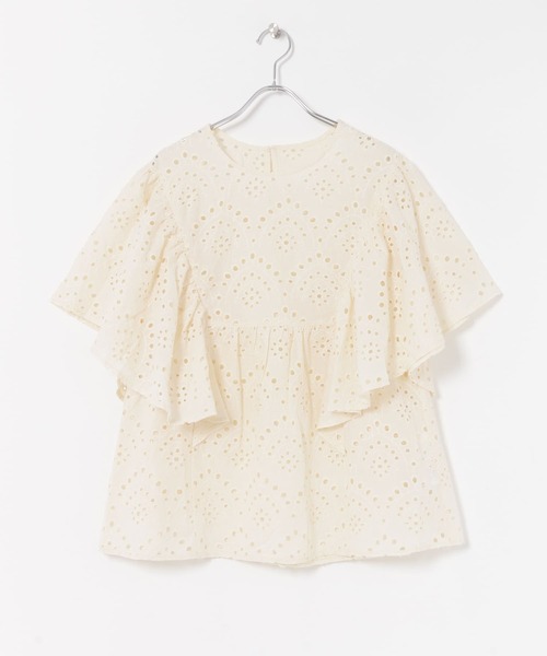 SENSE OF PLACE by URBAN RESEARCH（センスオブプレイスバイアーバンリサーチ）の「アイレットレースラッフルブラウス（シャツ/ブラウス・レディース・ブラック/アイボリー・ONE）」の15枚目の写真