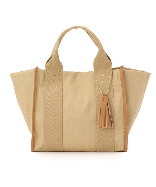 SHOO・LA・RUE（シューラルー）の「◆キャンバステープスクエアタッセル付トート（トートバッグ・レディース・グレー/ブラック/ベージュ・00）」の4枚目の写真