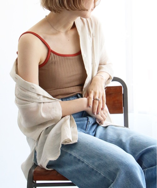 notch.(ノッチ)の「カップ付きランダムテレコキャミ(キャミソール・レディース・オフホワイト/ブラック/オリーブ/ブラウン/ライトベージュ・M)」の3枚目の写真