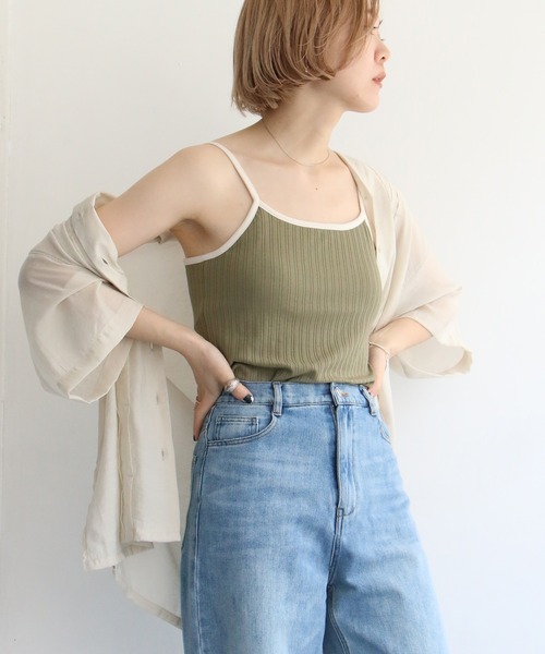 notch.(ノッチ)の「カップ付きランダムテレコキャミ(キャミソール・レディース・オフホワイト/ブラック/オリーブ/ブラウン/ライトベージュ・M)」の5枚目の写真