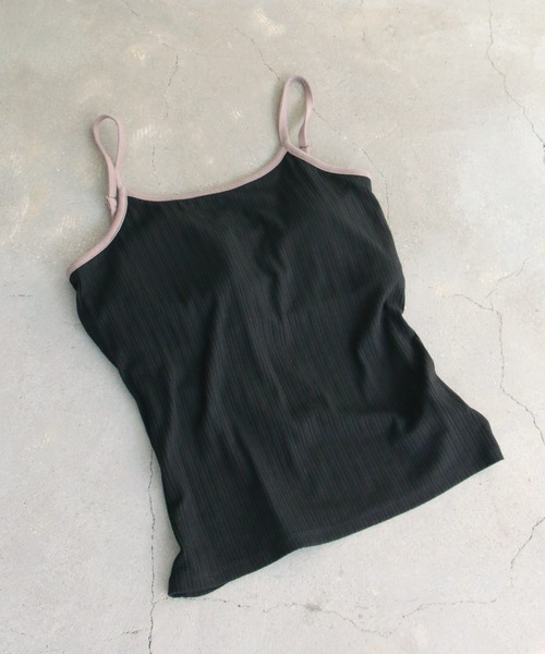 notch.(ノッチ)の「カップ付きランダムテレコキャミ(キャミソール・レディース・オフホワイト/ブラック/オリーブ/ブラウン/ライトベージュ・M)」の1枚目の写真