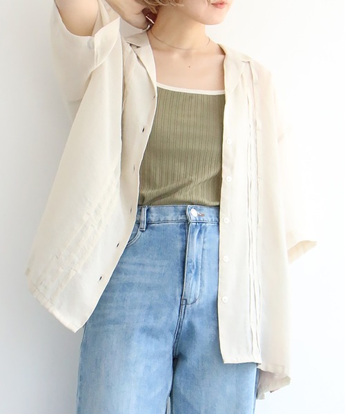 notch.(ノッチ)の「カップ付きランダムテレコキャミ(キャミソール・レディース・オフホワイト/ブラック/オリーブ/ブラウン/ライトベージュ・M)」の8枚目の写真