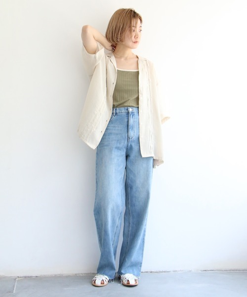 notch.(ノッチ)の「カップ付きランダムテレコキャミ(キャミソール・レディース・オフホワイト/ブラック/オリーブ/ブラウン/ライトベージュ・M)」の9枚目の写真