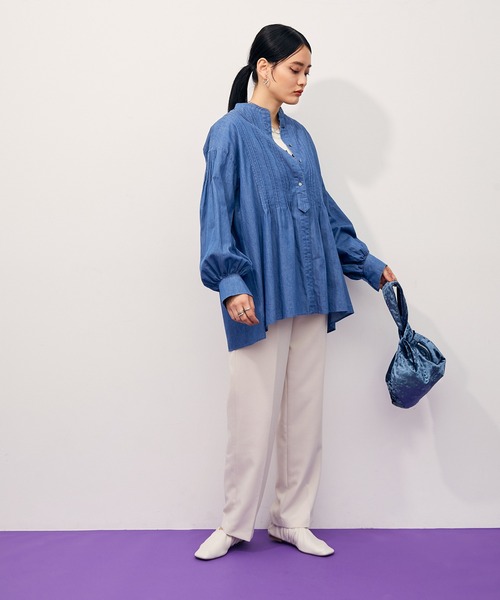 ADAM ET ROPE'(アダムエロペ)の「【WEB限定】ピンタックフリルブラウス(シャツ/ブラウス・レディース・ホワイト/ブルー系その他4・FREE)」の10枚目の写真