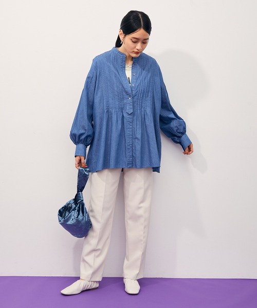 ADAM ET ROPE'(アダムエロペ)の「【WEB限定】ピンタックフリルブラウス(シャツ/ブラウス・レディース・ホワイト/ブルー系その他4・FREE)」の9枚目の写真