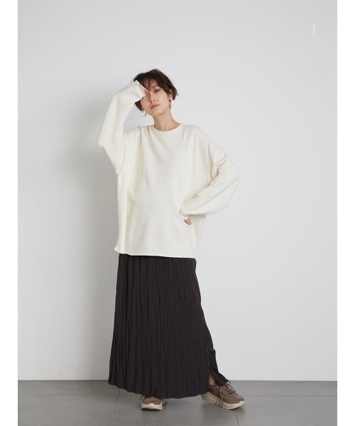 emmi（エミ）の「【emmi atelier】切替えワッシャースカート（スカート・レディース・ベージュ/ダークグレー・1/0）」の8枚目の写真