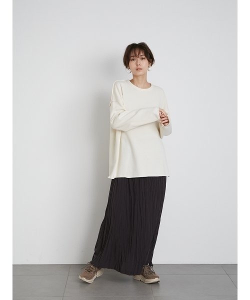 emmi（エミ）の「【emmi atelier】切替えワッシャースカート（スカート・レディース・ベージュ/ダークグレー・1/0）」の9枚目の写真