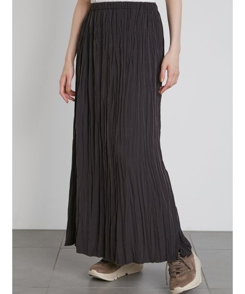 emmi（エミ）の「【emmi atelier】切替えワッシャースカート（スカート・レディース・ベージュ/ダークグレー・1/0）」の10枚目の写真