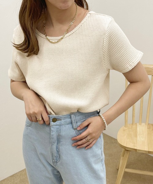 apres jour clair(アプレジュールクレア)の「【apres jour clair】ワッフルねじりトップス【ZOZOTOWN限定アイテム】(Tシャツ/カットソー・レディース・アイボリー/モカ・X-LARGE/フリー)」の5枚目の写真