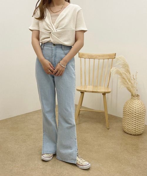 apres jour clair(アプレジュールクレア)の「【apres jour clair】ワッフルねじりトップス【ZOZOTOWN限定アイテム】(Tシャツ/カットソー・レディース・アイボリー/モカ・X-LARGE/フリー)」の8枚目の写真