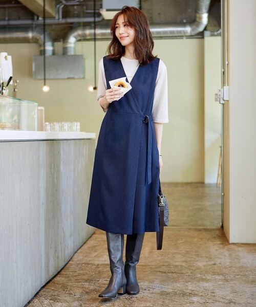 セール】【洗える】LANATEC ヘリンボン ジャンパースカート