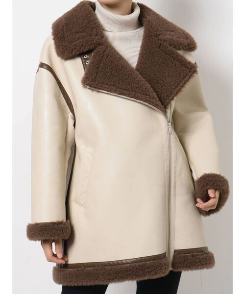 MURUA（ムルーア）の「ルーズフェイクムートン（ブルゾン・レディース・ブラック/ブラウン/アイボリー・2/1）」の14枚目の写真