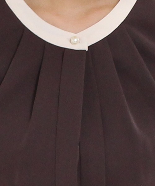 TRUDEA（トルディア）の「バンドカラー配色2WAYブラウス（シャツ/ブラウス・レディース・ホワイト/ベージュ/ブラウン/オレンジ/ピンクベージュ/ミント/ラベンダー/ネイビー・SMALL/MEDIUM/LARGE）」の20枚目の写真