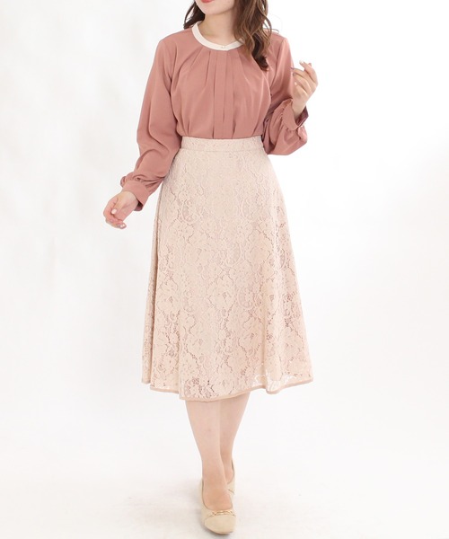 TRUDEA（トルディア）の「バンドカラー配色2WAYブラウス（シャツ/ブラウス・レディース・ホワイト/ベージュ/ブラウン/オレンジ/ピンクベージュ/ミント/ラベンダー/ネイビー・SMALL/MEDIUM/LARGE）」の13枚目の写真