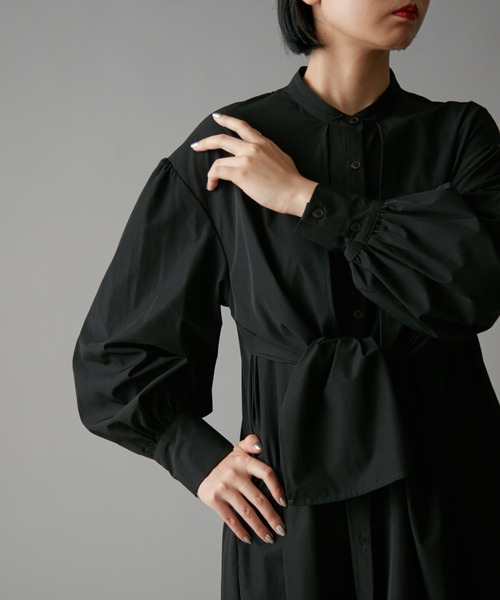 ear PAPILLONNER(イアパピヨネ)の「【SUM1 STYLE(スミ スタイル)】リボンワンピース(シャツワンピース・レディース・ダークオレンジ/ベージュ/ブラック・FREE)」の8枚目の写真