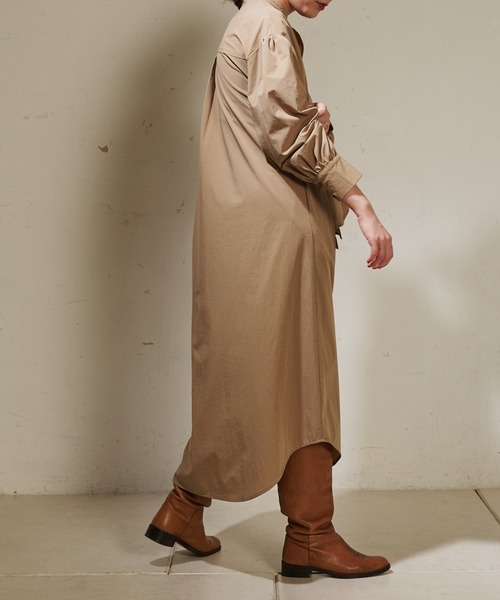 ear PAPILLONNER(イアパピヨネ)の「【SUM1 STYLE(スミ スタイル)】リボンワンピース(シャツワンピース・レディース・ダークオレンジ/ベージュ/ブラック・FREE)」の21枚目の写真