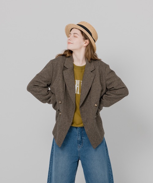 MUHET（ミュエータ）の「【セットアップ可】テーラードダブルジャケット（テーラードジャケット・レディース・ダークブラウン/ネイビー/グレー/ライトブラウン・SMALL/MEDIUM/LARGE）」の16枚目の写真