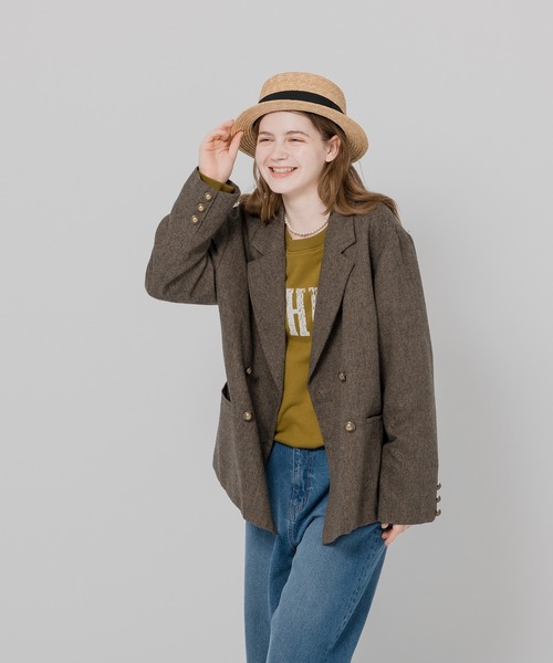 MUHET（ミュエータ）の「【セットアップ可】テーラードダブルジャケット（テーラードジャケット・レディース・ダークブラウン/ネイビー/グレー/ライトブラウン・SMALL/MEDIUM/LARGE）」の17枚目の写真