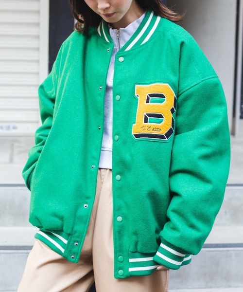 WEGO(ウィゴー)の「WEGO/メルトンワッペンスタジャン(スタジャン・メンズ・ワイン/ブラック系その他/レッド/ネイビー/パープル/グリーン/ブラック/ブルー系その他/グリーン系その他/パープル系その他・X-LARGE/MEDIUM/LARGE)」の22枚目の写真