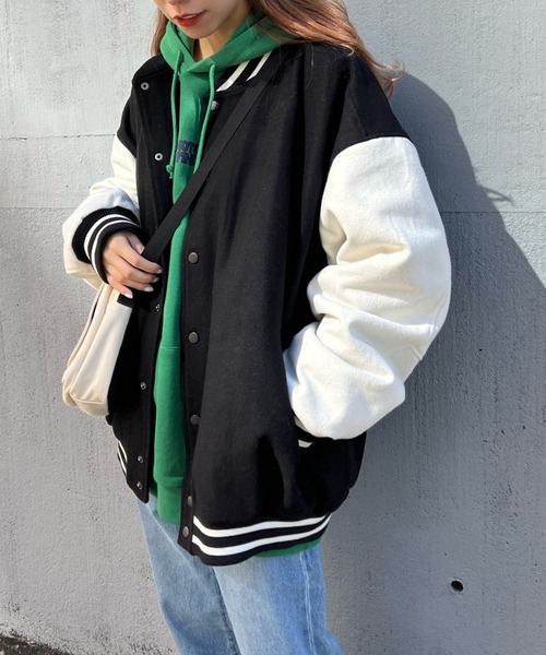 WEGO(ウィゴー)の「WEGO/メルトンワッペンスタジャン(スタジャン・メンズ・ワイン/ブラック系その他/レッド/ネイビー/パープル/グリーン/ブラック/ブルー系その他/グリーン系その他/パープル系その他・X-LARGE/MEDIUM/LARGE)」の13枚目の写真