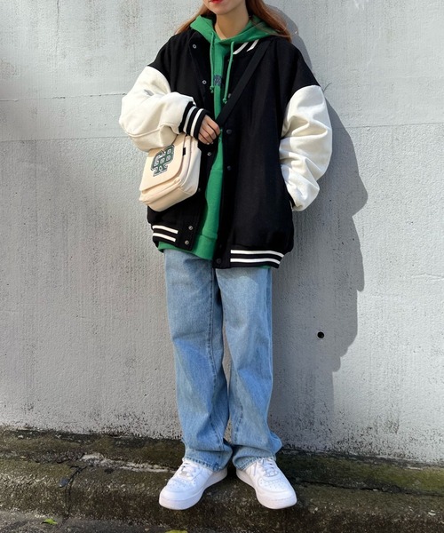 WEGO(ウィゴー)の「WEGO/メルトンワッペンスタジャン(スタジャン・メンズ・ワイン/ブラック系その他/レッド/ネイビー/パープル/グリーン/ブラック/ブルー系その他/グリーン系その他/パープル系その他・X-LARGE/MEDIUM/LARGE)」の11枚目の写真