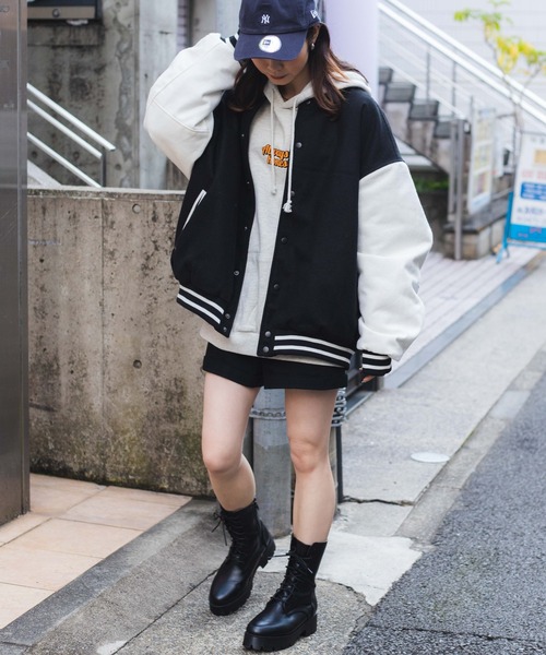 WEGO(ウィゴー)の「WEGO/メルトンワッペンスタジャン(スタジャン・メンズ・ワイン/ブラック系その他/レッド/ネイビー/パープル/グリーン/ブラック/ブルー系その他/グリーン系その他/パープル系その他・X-LARGE/MEDIUM/LARGE)」の14枚目の写真