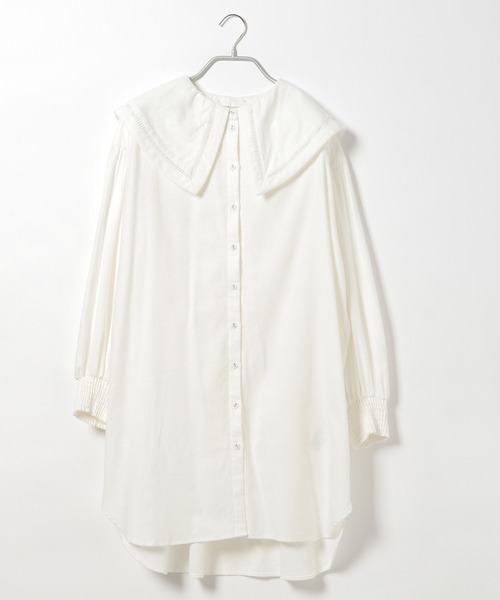 niko and...（ニコアンド）の「ビックカラー2WAYチュニックブラウス（シャツ/ブラウス・レディース・ブラック/オフホワイト/ベージュ・LARGE/MEDIUM）」の2枚目の写真