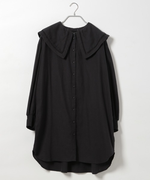 niko and...（ニコアンド）の「ビックカラー2WAYチュニックブラウス（シャツ/ブラウス・レディース・ブラック/オフホワイト/ベージュ・LARGE/MEDIUM）」の3枚目の写真