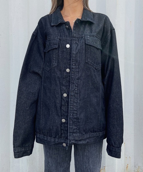 esutoreja（エストレジャ）の「シンプルオーバーデニムジャケット（デニムジャケット・レディース・ブラック/ブルー・FREE）」の22枚目の写真