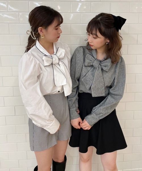 one after another NICE CLAUP（ワンアフターアナザーナイスクラップ）の「ボウタイピコレースブラウス（シャツ/ブラウス・レディース・オフホワイト/ブラック/グレー系その他/ブルー系その他・FREE）」の15枚目の写真