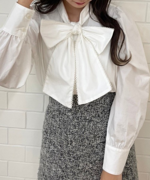 one after another NICE CLAUP（ワンアフターアナザーナイスクラップ）の「ボウタイピコレースブラウス（シャツ/ブラウス・レディース・オフホワイト/ブラック/グレー系その他/ブルー系その他・FREE）」の9枚目の写真