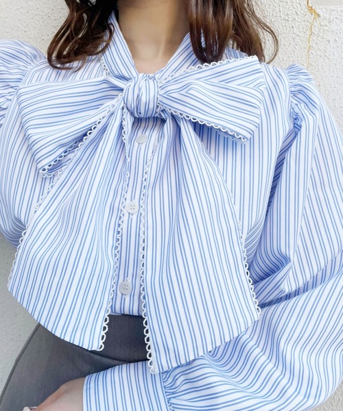 one after another NICE CLAUP（ワンアフターアナザーナイスクラップ）の「ボウタイピコレースブラウス（シャツ/ブラウス・レディース・オフホワイト/ブラック/グレー系その他/ブルー系その他・FREE）」の20枚目の写真