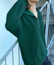 フロントハーフZIPスウェット