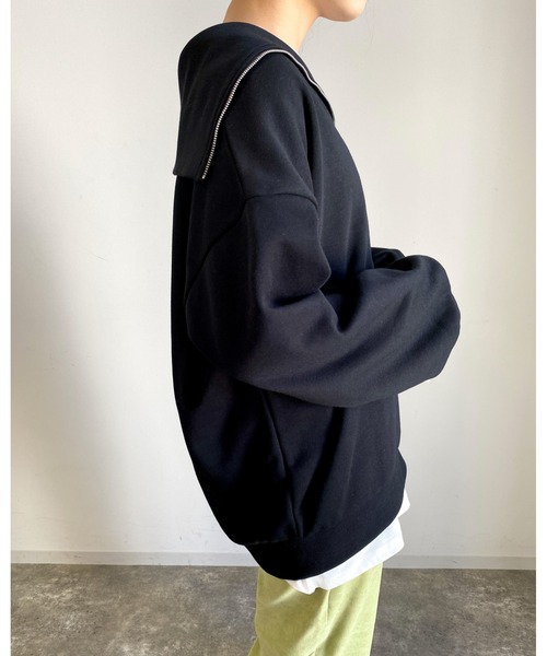 MLI'A(エムリア)の「フロントハーフZIPスウェット(スウェット・レディース・ブラック/グリーン/アイボリー/オートミール・M)」の14枚目の写真