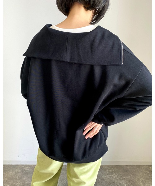 MLI'A(エムリア)の「フロントハーフZIPスウェット(スウェット・レディース・ブラック/グリーン/アイボリー/オートミール・M)」の13枚目の写真