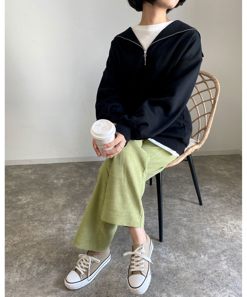 MLI'A(エムリア)の「フロントハーフZIPスウェット(スウェット・レディース・ブラック/グリーン/アイボリー/オートミール・M)」の11枚目の写真