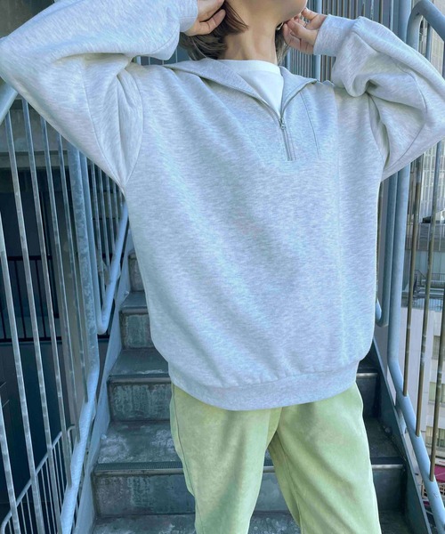 MLI'A(エムリア)の「フロントハーフZIPスウェット(スウェット・レディース・ブラック/グリーン/アイボリー/オートミール・M)」の15枚目の写真