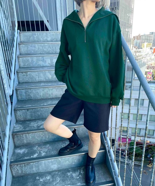 MLI'A(エムリア)の「フロントハーフZIPスウェット(スウェット・レディース・ブラック/グリーン/アイボリー/オートミール・M)」の22枚目の写真