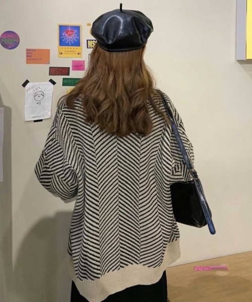 LUGG NAGG（ラグナグ）の「ヘリンボーンジャガード柄カーディガン（カーディガン/ボレロ・レディース・ブラック/ベージュ/ブラック系その他・M）」の11枚目の写真