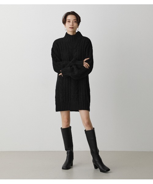 AZUL by moussy（アズールバイマウジー）の「CHENILLE MINI ONEPIECE/シェニールミニワンピース（ワンピース・レディース・アイボリー/ブラック/ライトグリーン・SMALL/MEDIUM）」の5枚目の写真