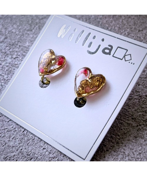tone(トーン)の「【Willija】金属アレルギー対応《葉重》花びらと金箔のハートイヤリング(MA)(イヤリング・レディース・ホワイト/ネイビー/ブルー系その他/ローズ/グリーン/オレンジ/レッド/ブルー系2/パープル/ブルー系4/グリーン系3/ピンク系3/ピンク系2/グリーン系2/ブルー系3・FREE)」の13枚目の写真