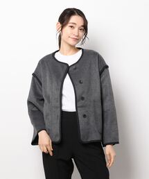 Samansa Mos2 | パイピングショートコート(ノーカラーコート)