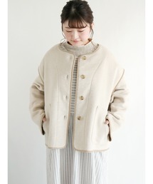 Samansa Mos2 | パイピングショートコート(ノーカラーコート)